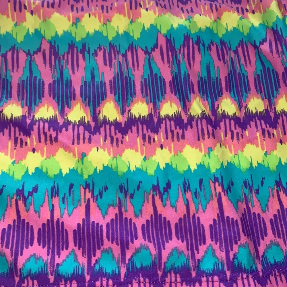 Speedo Purple, Blue, Yellow &Pink Rainbow Tankini sz Y 14 EUC